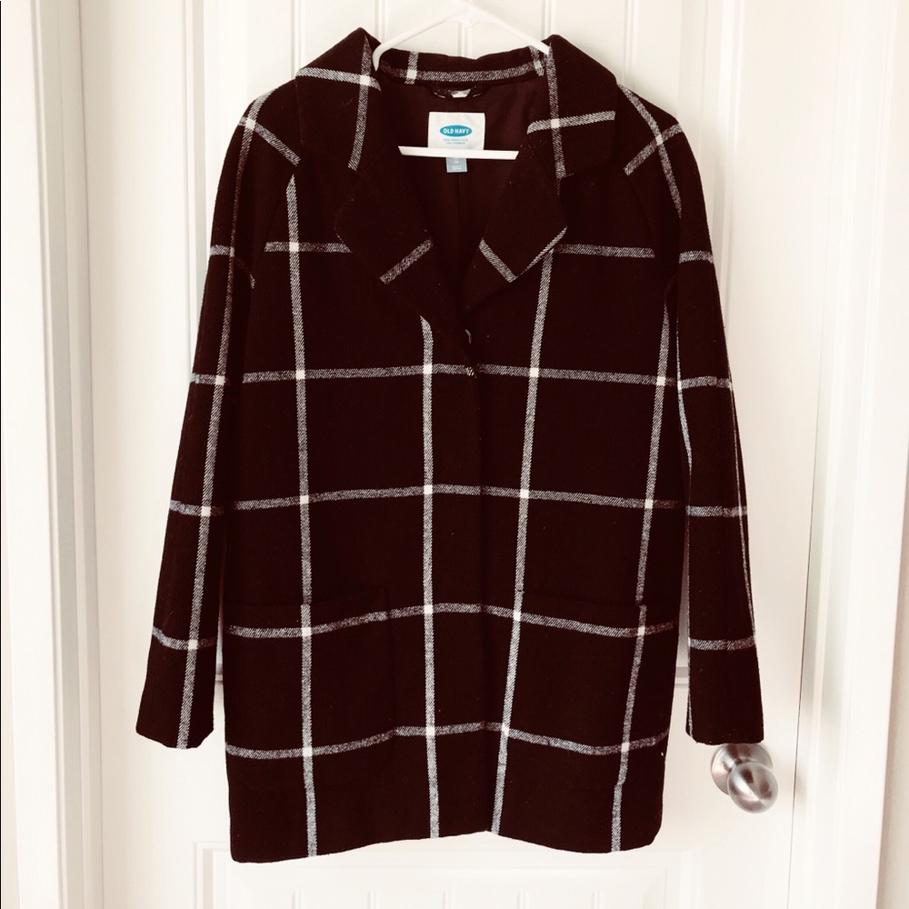 Old Navy Black Striped Long Coat
